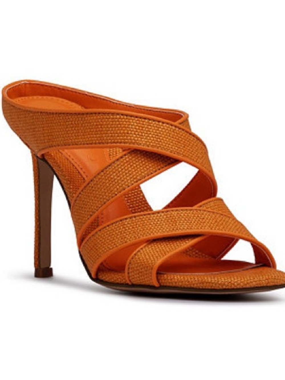 D’amelio Orange canvas heels strappy detail
